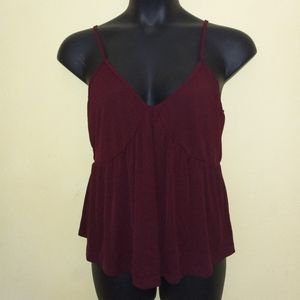 Dark Red Ribbed Cami Top 1XL